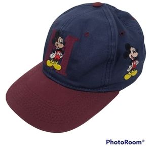 Vintage 90s Mickey Mouse Unlimited Disney Blue & Maroon Snapback Cap Hat Adult